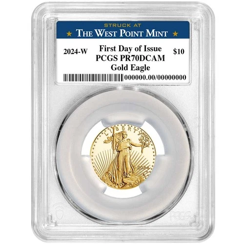 2024-W $10 1/4-oz Proof American Gold Eagle PCGS PR70DCAM FDOI West Point Label
