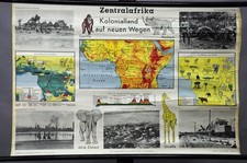 Vintage Poster Rollable Wall Chart Central Africa Colonial Landscape Photo Map