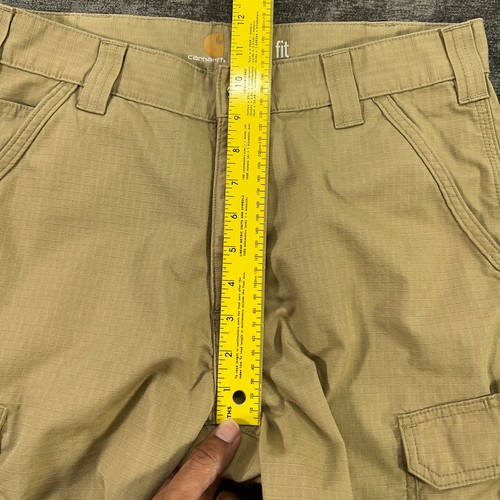Carhartt Shorts Mens 31x11 Beige Ripstop Cargo Pockets Force Relaxed Fit Tag:32 - Picture 9 of 12