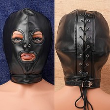 PU Leder Bondage Kopfmaske Maske BDSM Fesseln SM Kopfbedeckung Sklave Halloween