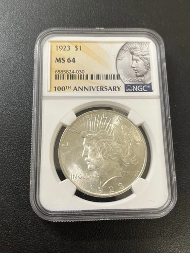 1923 P Peace Dollar NGC MS-64 - UNCIRCULATED - WHITE LUSTER - CERTIFIED SLAB- $1