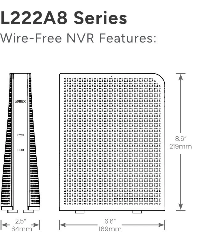 Lorex L222A8D 1080p FHD NVR, 8 Ch, 32GB, Works w/ U222AA Wire-Free Cam (NEW) - Image 2 of 3