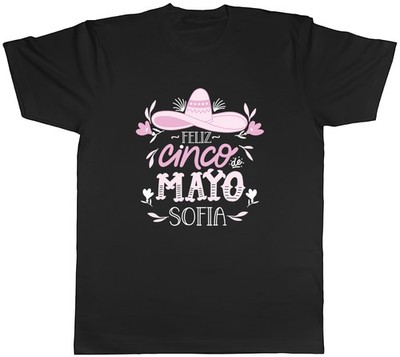 Personalised Feliz Cinco De Mayo Sombro Flowers Mens T-Shirt Tee Gift Top