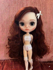 Custom OOAK Blythe Doll Chestnut Brown Hair Freckles Faceup Neck Joint Art added