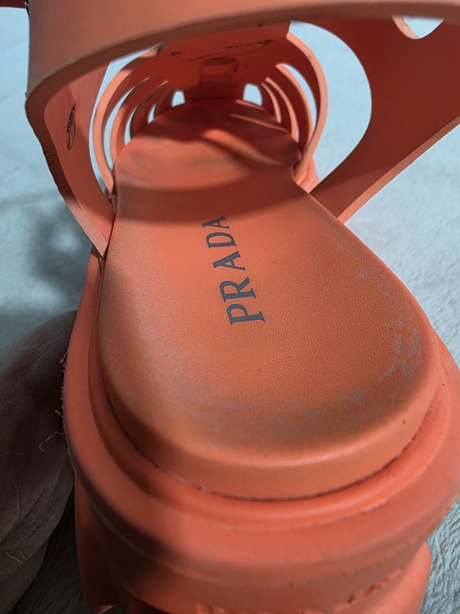PRADA Rubber Monolith Sandals Orange With Box Size US 6 EU 36 | eBay