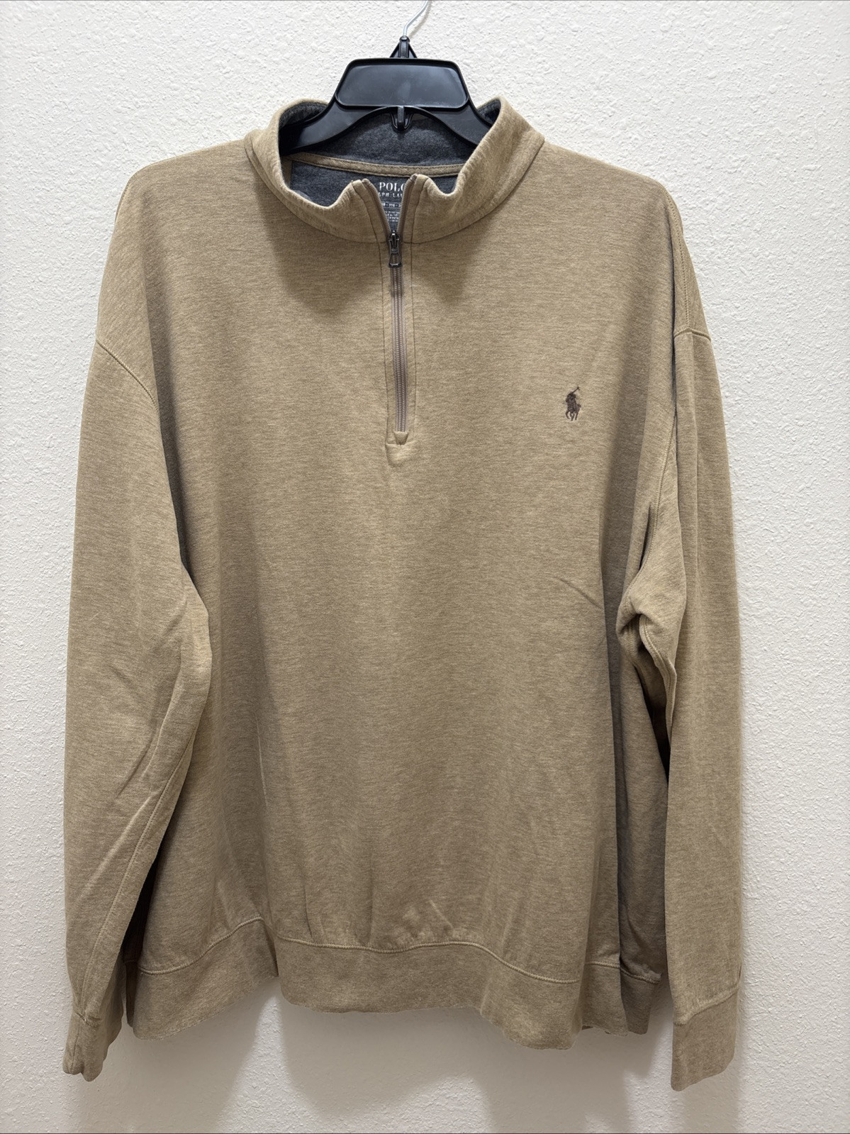 PONY POLO Ralph Lauren Uomo 3XB Tan 1 4 Quarto Zip Pullover Felpa