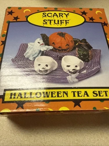 6 Piece Great Western Trading Co. Halloween Mini Tea Set Ghost & Pumpkins ~ New