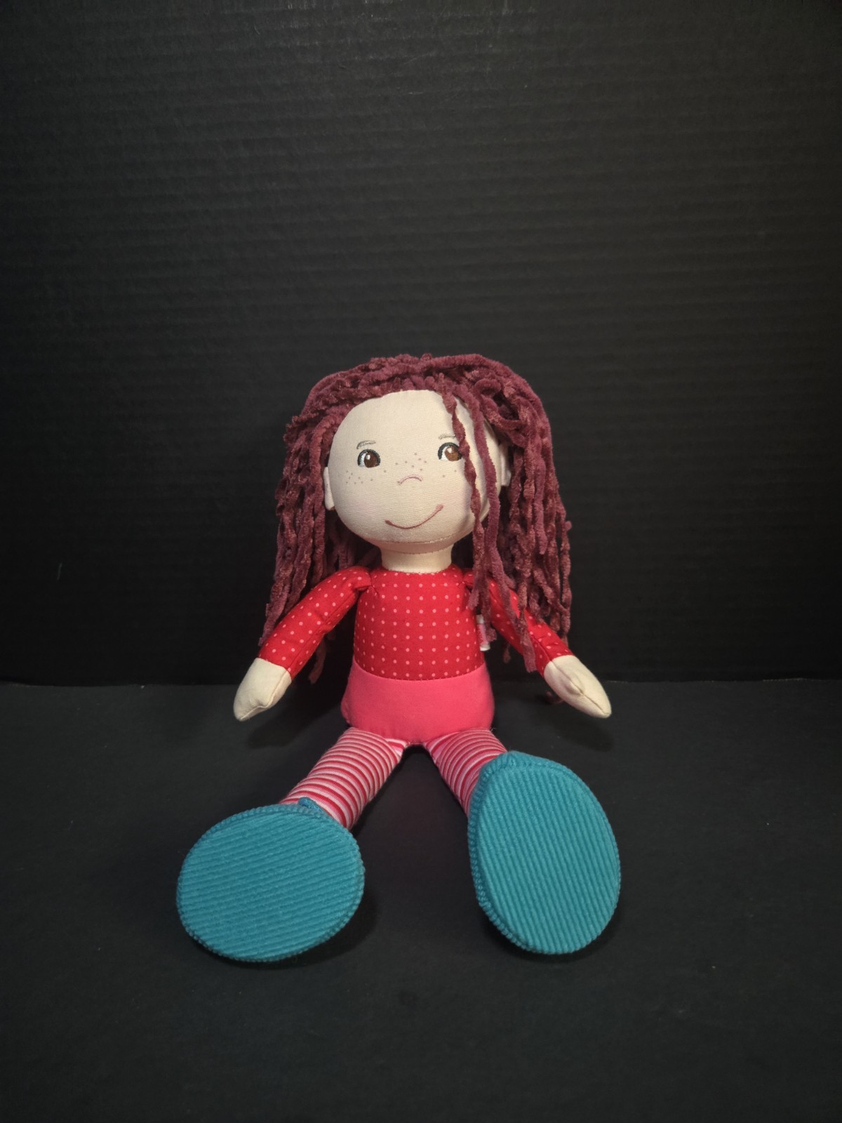 HABA Clara Soft Doll Purple Yarn Chenille Hair Brown Eyes 12