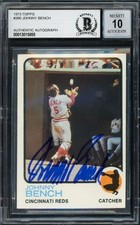Johnny Bench Signed 1973 Topps Card 380 Reds Auto GM 10 Beckett #13015855
