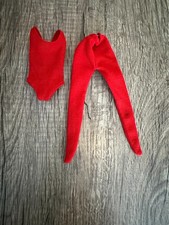 Vintage RED Ribbed Swimsuit/Onepiece with matching Leggings for Barbie Friends