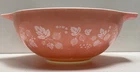 Vintage Glass Cinderella Mixing Bowl Pink White Leaf Berry Design 2.5 Qt