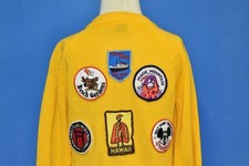 vintage 60s GIRLS TRAVEL PATCHES HAWAII DISNEYLAND MAGIC MOUNTAIN SWEATER
