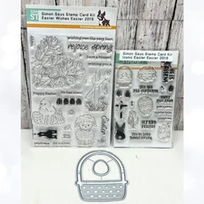 Simon Says Stamp EASTER WISHES Basket Chick Religious Rubber Stamps Dies Rare