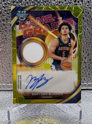 Brayden Burries 2025-26 Bowman U Best Game Graphs Patch Auto Yellow /75 #GG-BB