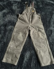 Carhartt Quilt Lined Duck Bib Overalls Mens 40x32 Dark Brown Double Knee R27 DKB