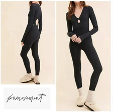 Free People Movement Womens Black Shimmer One Piece Bodysuit Sz M/L 128