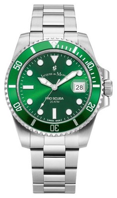 Jacques Du Manoir Pro Scuba (40.5mm) Green Dial / Stainless Steel JWG02701 Watch