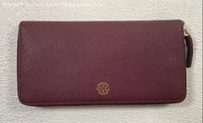 Tory Burch Burgundy Leather Envelope Wallet