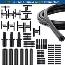 6x 5ft For Ford Engine Vacuum Line Silicone Black Hose Kit 64pcs Connectors