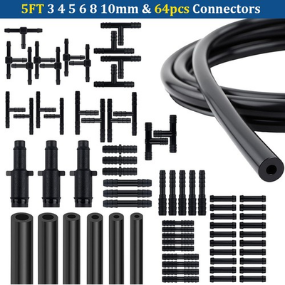 #ad #ad 6X 5Ft For Ford Engine Vacuum Line Silicone Black Hose Kit amp; 64Pcs Connectors $32.29