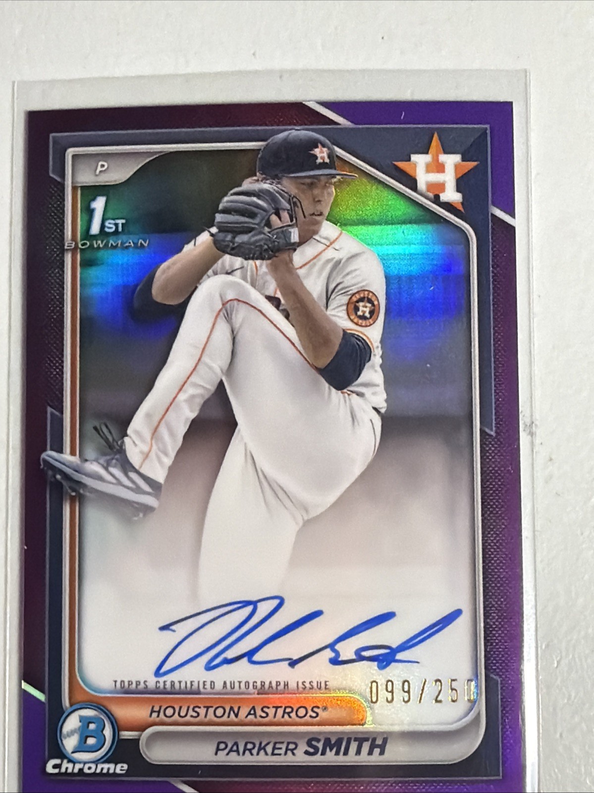 2024 Bowman Chrome Parker Smith 1st Auto Purple Refractor 99/250 RC #CPA-PSM