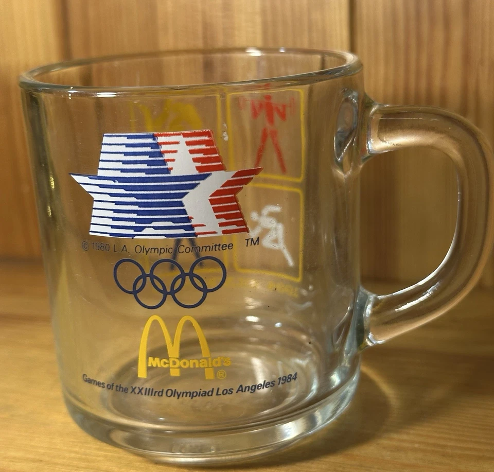 VTG MCDONALDS 1984 LOS ANGELES Olympics Coffee/Tea Cup/Mug GLASS Anchor Hocking - Image 2 of 4