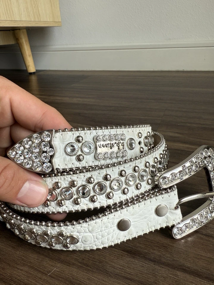 Cinturón BB Simon 2617 Lavasan Blanco/Claro 100% Auténtico Talla 34 Foto 3 de 4