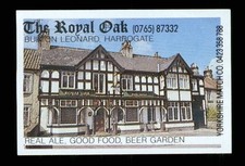 Matchbox label Pub The Royal Oak Burton Leonard Harrogate Yorkshire MG1285