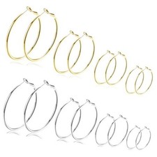 Gold Hoop Earrings Set for Women, Fashion Chunky 8 Pairs-gold and silver Hoops