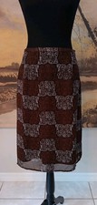 Vintage Esprit Lined Skirt Size 7, Brown, White, Rust Celtic Knot Pattern 90s