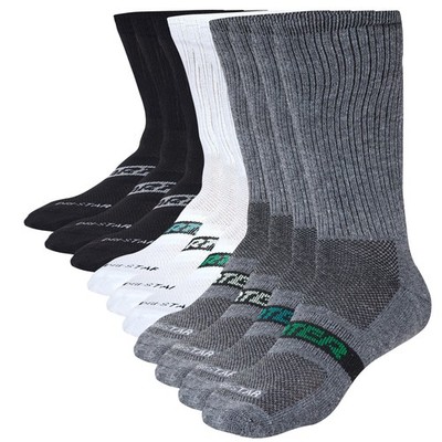 STARTER Men's Half Cushion Crew Socks 10 6-12, Grey / Black / White Multi 