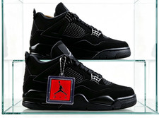 Jordan 4 Black Cat Retro Men's Black Basketball Shoes Mid-Top
