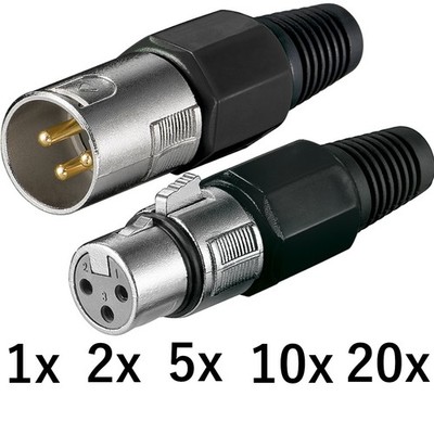 3 pin XLR Stecker Kupplung Schraubkappe Mikrofon Vergoldet Audio Kabel Verbinder