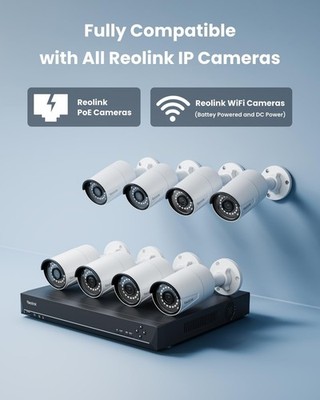 Reolink 16-Channel 5MP PoE Security Camera System (8 Cameras)   Complete Kit