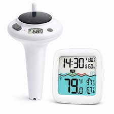 Solar Pool Thermometer, Wireless Floating Water Temperature Sensor, IPX8 Wate...