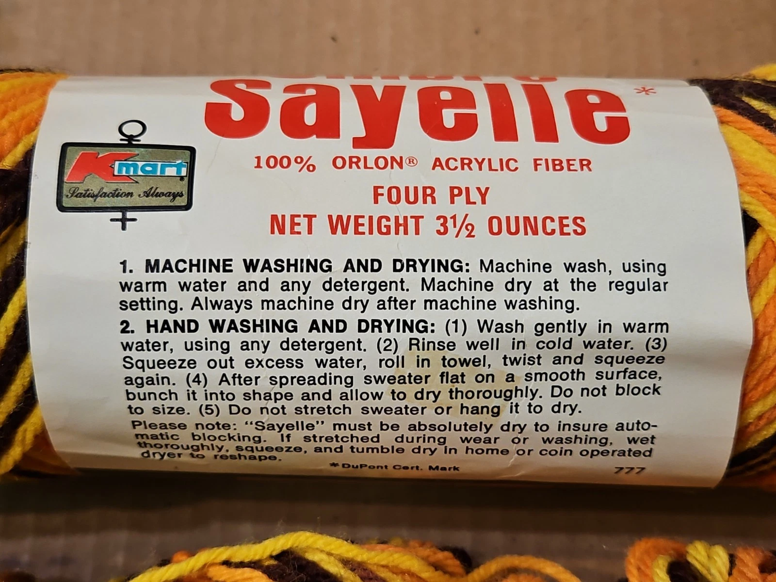 Vintage Kmart Ombre Sayelle Yarn Lot of 6 Skeins Orange Brown Yellow 1970’s NEW! - product detail image 3