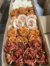 70PC Artificial Flower Head Without Stems FS1 Bronze  Orange  Ivory