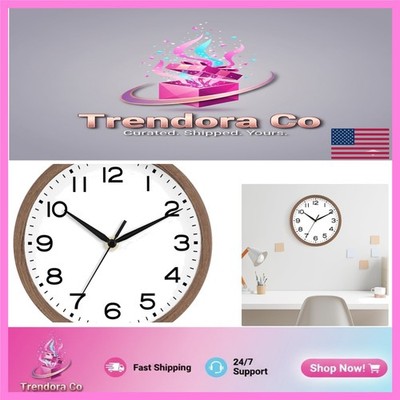 Sleek 8-Inch Wall Clock - Battery Powered, Easy to Read in Classic Walnut Grain