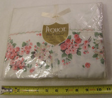 Pequot Twin Flat Sheet 72 x 108 Sweetheart Rose Red Pink New Sealed Vtg 70s Fine