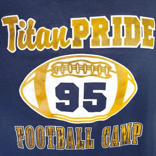 Vintage Titan Pride Football T Shirt Mens Size 2XL Blue 90s Camp Made In USA - Picture 3 of 9