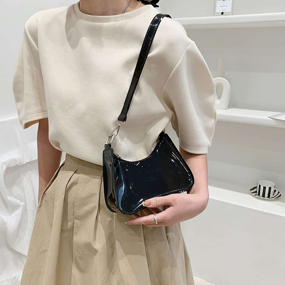Lady Clear Tote Bag PVC Transparent Shoulder Handbag Purse Underarm w/Zipper Bag
