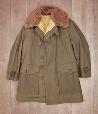Manteau toile homme vintage années 1940 WWII armée suédoise avec doublure peau de mouton taille M années 40 WW2