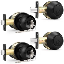 Probrico Black Keyed Alike Entry Knobs Front Door Locks Exterior Lockset and ...