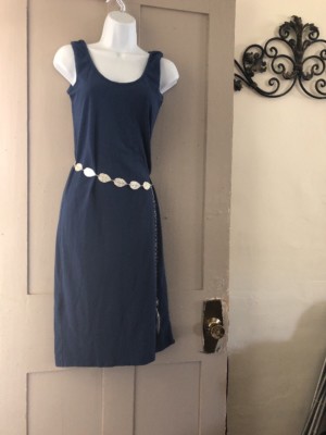 Wendy Williams Royal Blue Tank Dress Sz . Small With Silver Leaf Belt | eBay