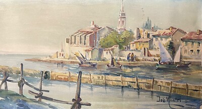Port De Provence Aquarell Signiert Dole Mantes Ende XIX Anfang XX Jahrhundert