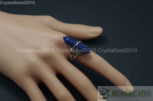 Natural Gemstones Hexagonal Pointed Reiki Chakra Beads Adjustable Ring Healing - Picture 14 of 63