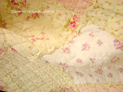Tagesdecke RONJA 230x260 cm Creme Rosa Patchwork Plaid Sofa Bett Überwurf - Bild 3 von 16