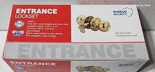 Entrance Lock Shield Security Lockset Ball Knob Style POLISHED BRASS FINISH