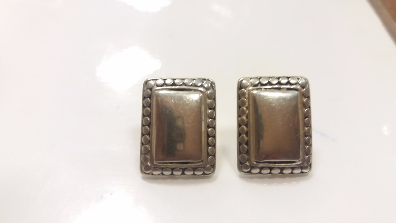 STERLING SILVER stud  RECTANGLE EARRINGS  style .… - image 4