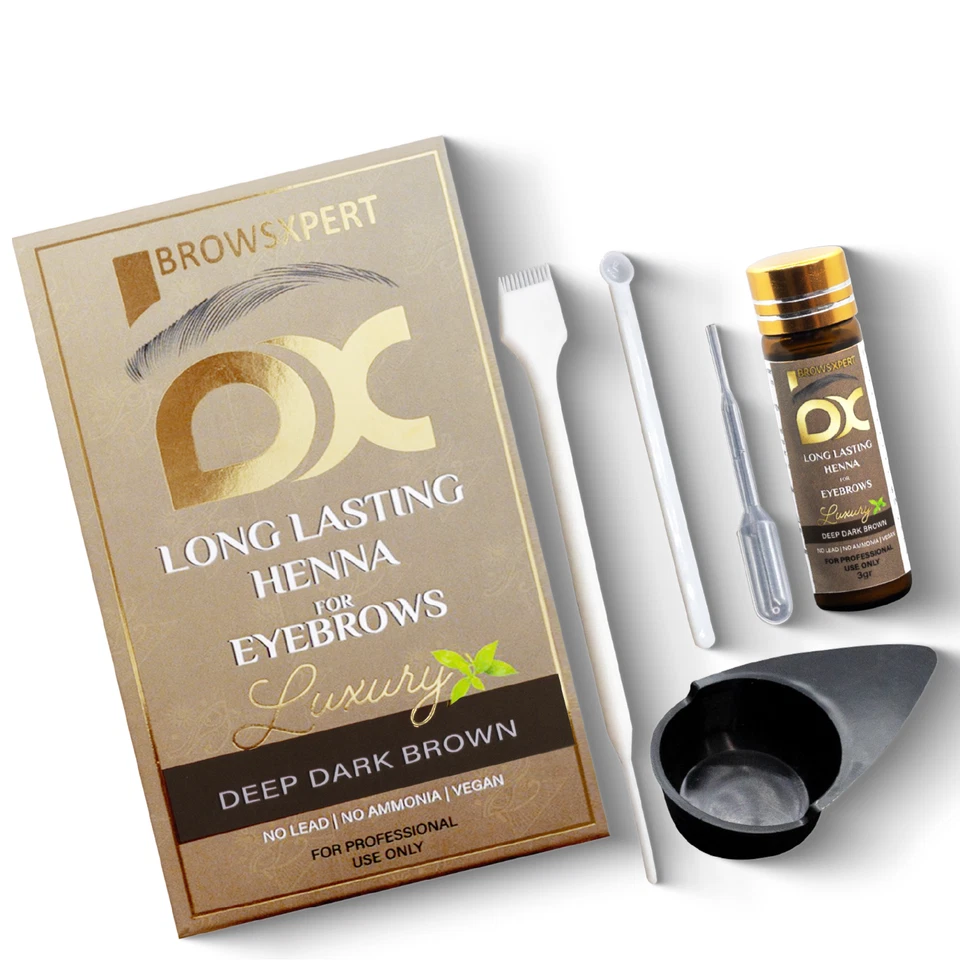 BROWSXPERT Long Lasting Henna Kit For Eyebrow Hair Stir+Brush Deep Dark Brown/3g - Image 2 of 4